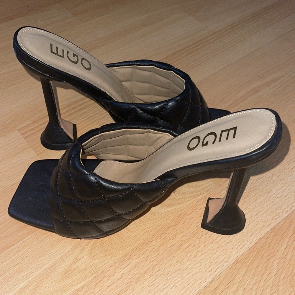 Black mule heels with square toes